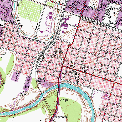 Topographic Map of Wharton County Courthouse Historic Commercial District, TX