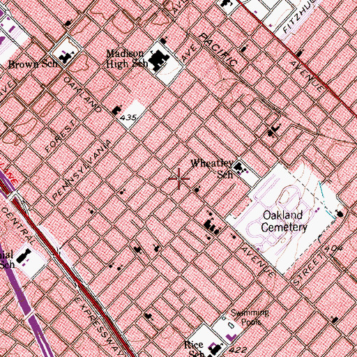 Topographic Map of Wheatley Place Historic District, TX