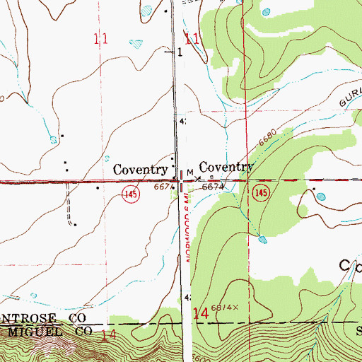 Topographic Map of Coventry, CO