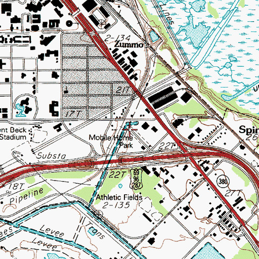 Topographic Map of Lucas Gusher Spindletop Oil Field, TX