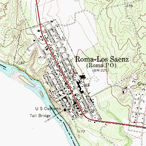 Topographic Map of Roma Historic District, TX