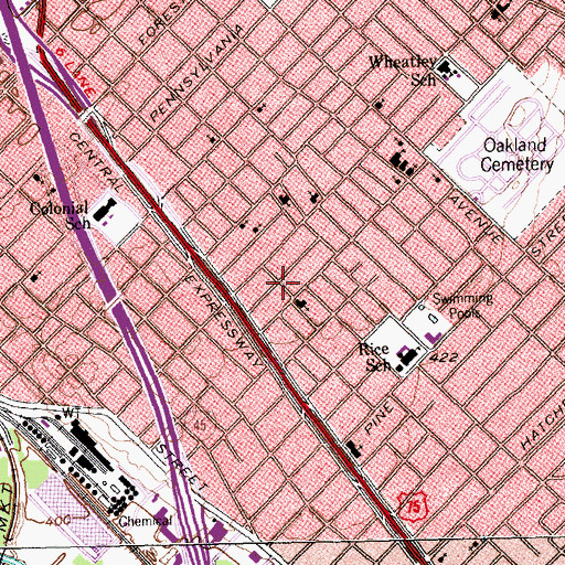 Topographic Map of Romine Avenue Historic District, TX