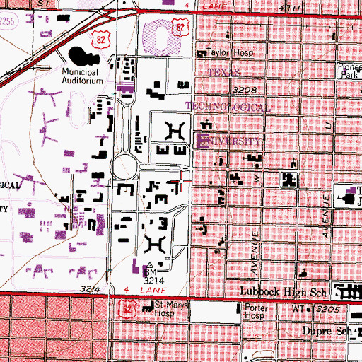 Topographic Map of South Overton Residential Historic District, TX