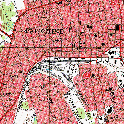 Topographic Map of South Side Historic District, TX