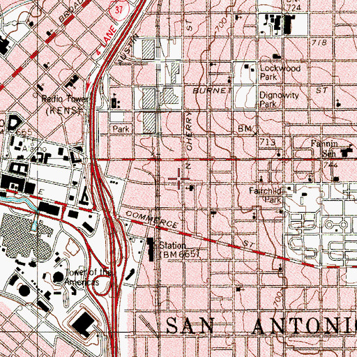 Topographic Map of Southern Pacific Depot Historic District, TX
