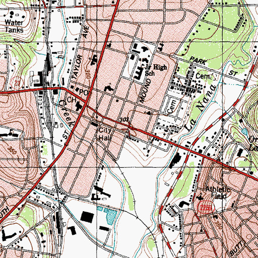 Topographic Map of Sterne-Hoya Historic District, TX