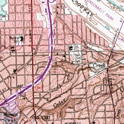 Topographic Map of Tenth Street Historic District, TX