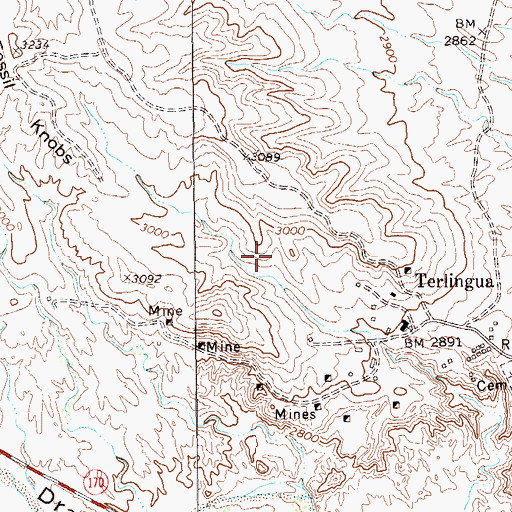 Topographic Map of Terlingua Historic District, TX