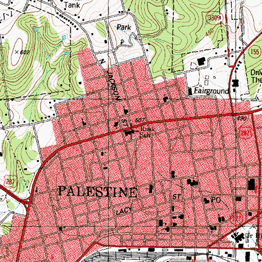 Topographic Map of North Side Historic District, TX