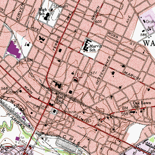 Topographic Map of Oldham Avenue Historic District, TX