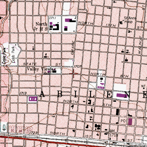 Topographic Map of Parramore Historic District, TX