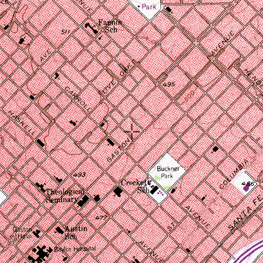 Topographic Map of Peaks Suburban Addition Historic District, TX