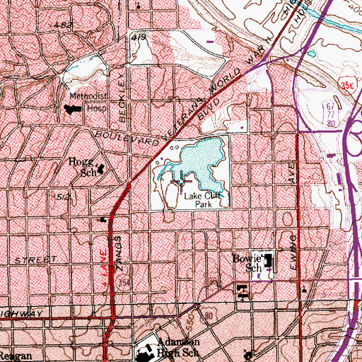 Topographic Map of Lake Cliff Historic District, TX