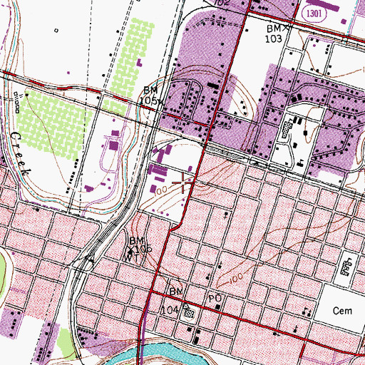Topographic Map of Linn Street Historic District, TX