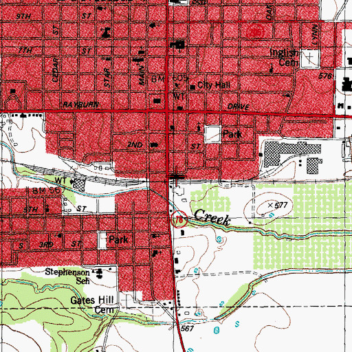 Topographic Map of Texas and Pacific Railroad Depot, TX