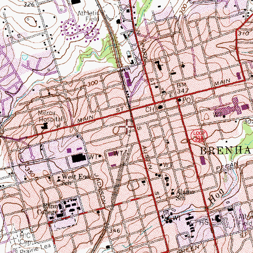 Topographic Map of Santa Fe Railway Company Freight Depot, TX