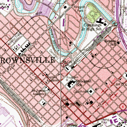 Topographic Map of Southern Pacific Railroad Passenger Depot, TX