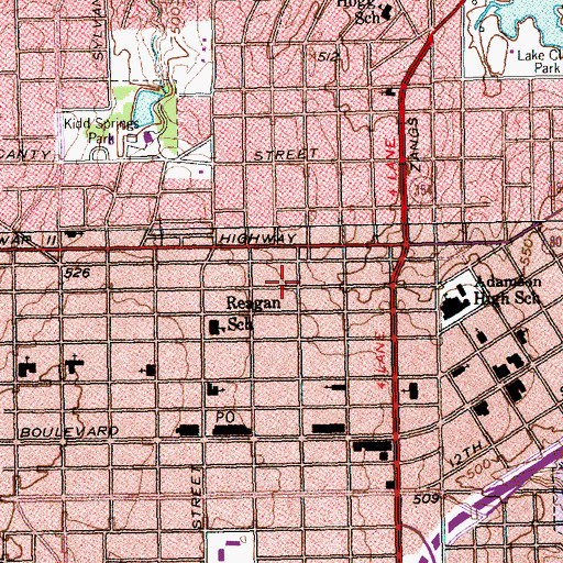 Topographic Map of North Bishop Avenue Commercial Historic District, TX