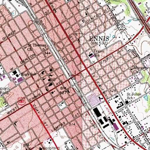 Topographic Map of Old City Mills, TX
