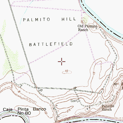Topographic Map of Palmito Ranch Battlefield, TX