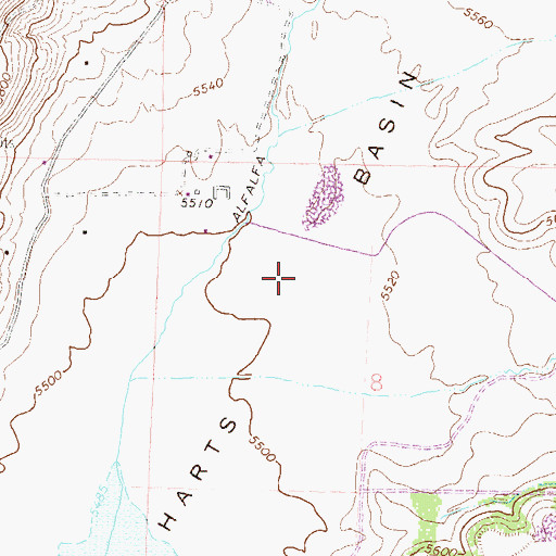 Topographic Map of Harts Basin, CO