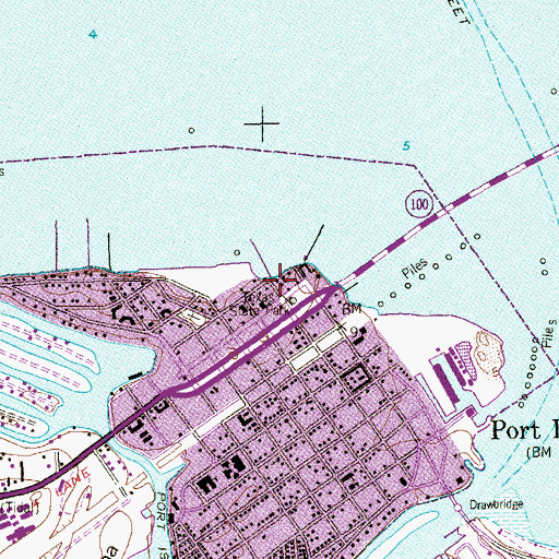 Topographic Map of Point Isabel Lighthouse, TX