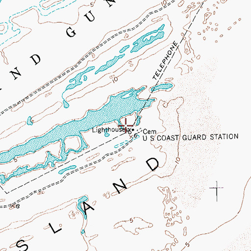 Topographic Map of Matagorda Island Lighthouse, TX