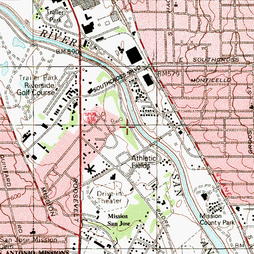 Topographic Map of Mission Parkway, TX