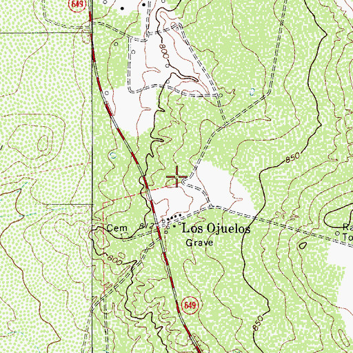 Topographic Map of Los Ojuelos, TX