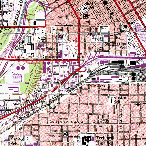 Topographic Map of Fort Worth Public Market, TX