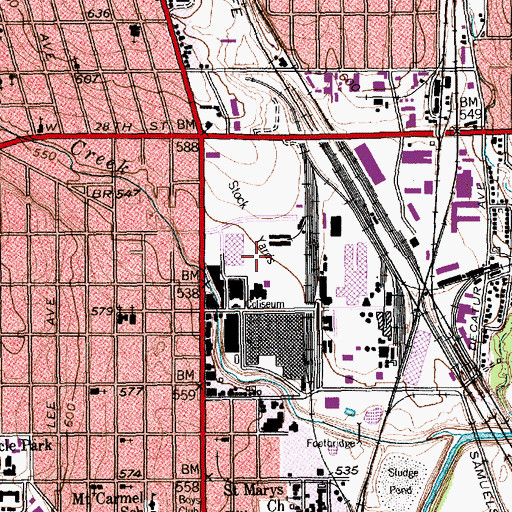 Topographic Map of Fort Worth Stockyards Historic District, TX