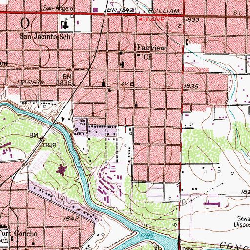 Topographic Map of Frederick Beck Farm, TX