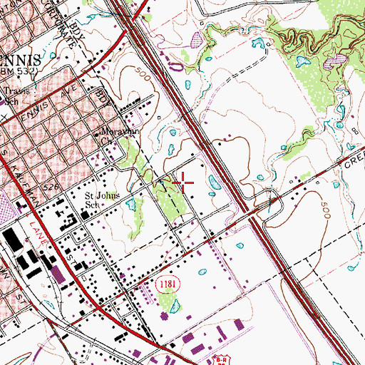Topographic Map of Gillespie Farm, TX