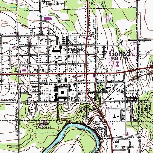 Topographic Map of Goliad County Courthouse Historic District, TX