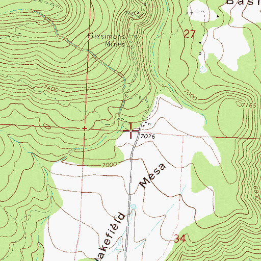Topographic Map of Wakefield Mesa, CO