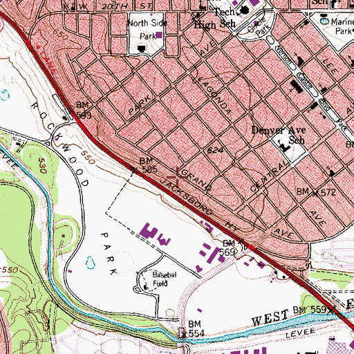 Topographic Map of Grand Avenue Historic District, TX