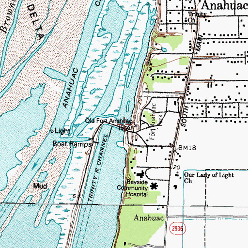 Topographic Map of Fort Anahuac, TX