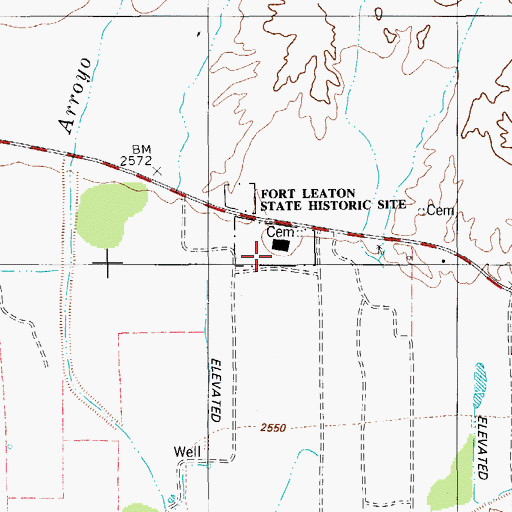 Topographic Map of Fort Leaton, TX