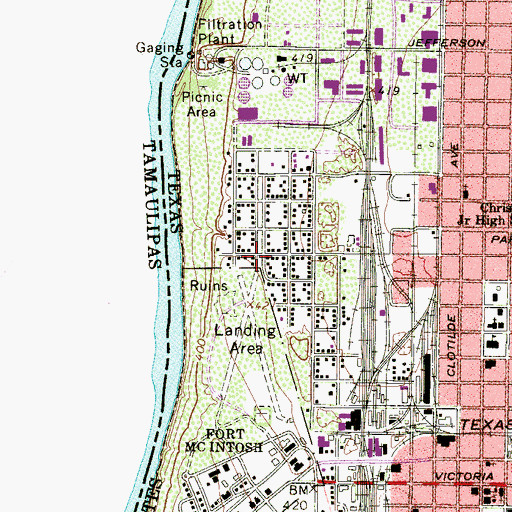 Topographic Map of Fort McIntosh, TX