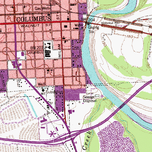 Topographic Map of Colorado County Courthouse Historic District, TX