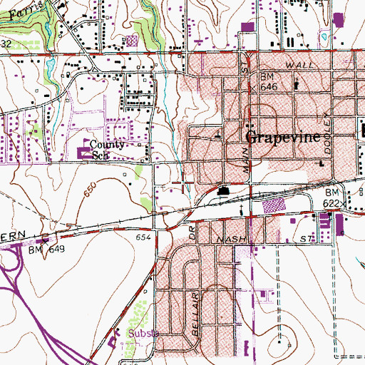 Topographic Map of Cotton Belt Railroad Industrial Historic District, TX