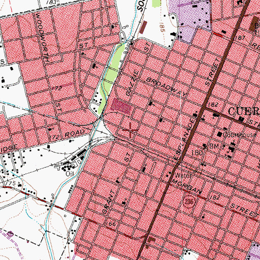 Topographic Map of Cuero Gin, TX