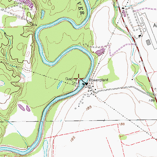 Topographic Map of Cuero Hydroelectric Plant, TX