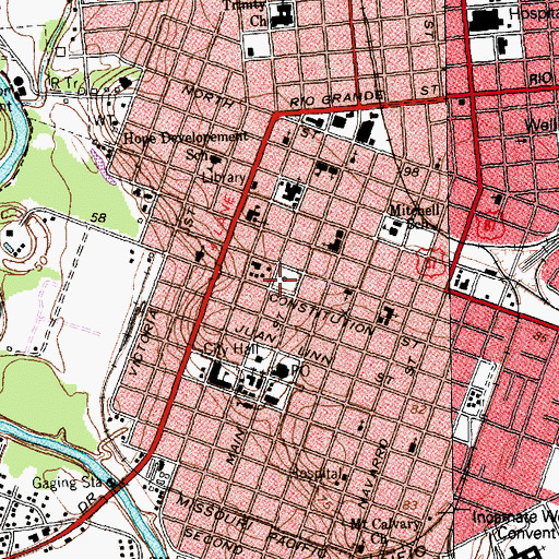 Topographic Map of DeLeon Plaza and Bandstand, TX