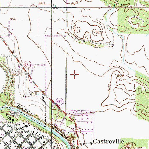 Topographic Map of Castroville Historic District, TX
