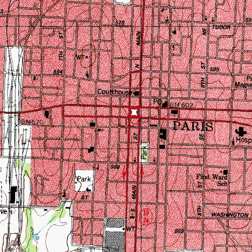 Topographic Map of Church Street Historic District, TX