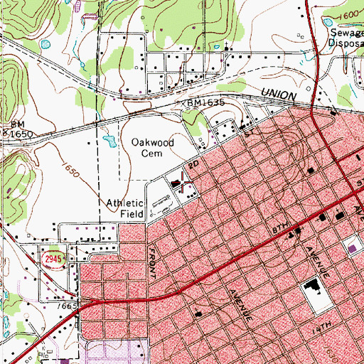 Topographic Map of Cisco Historic District, TX