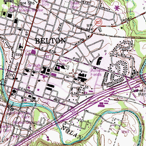 Topographic Map of Belton Yarn Mill, TX