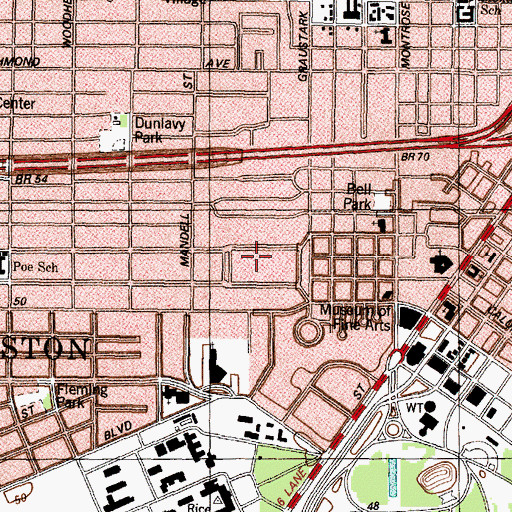 Topographic Map of Broadacres Historic District, TX