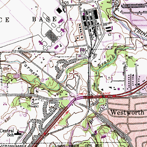 Topographic Map of Buck Oaks Farm, TX